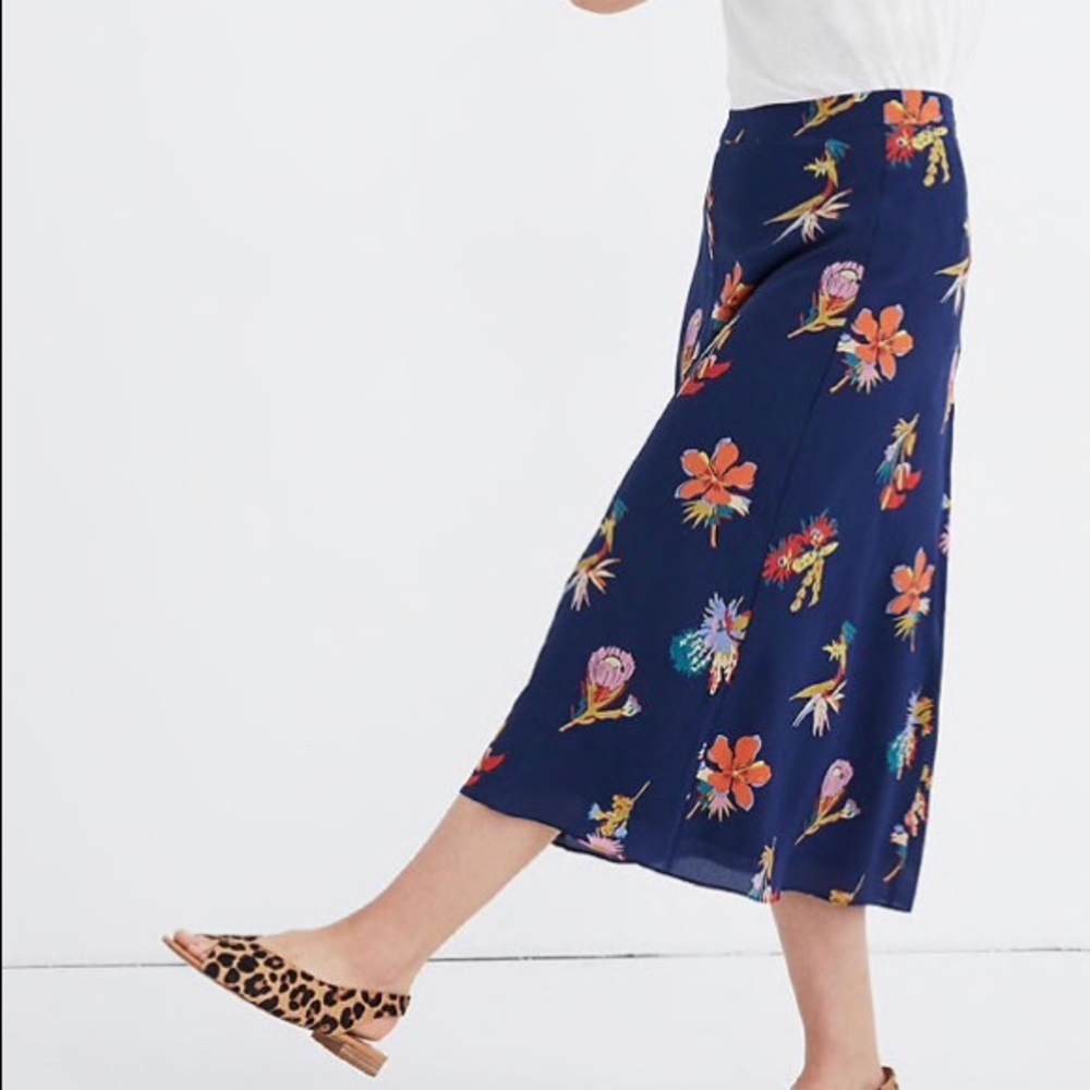 NWT Madewell Silk Atrium Midi Skirt